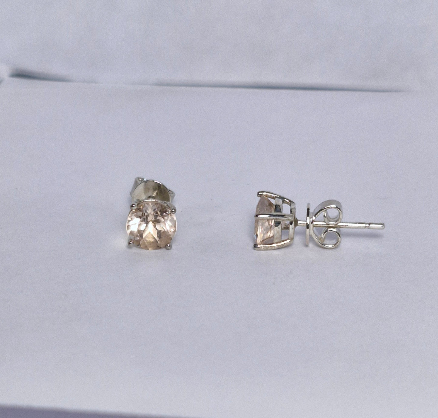 Morganit Ohrstecker 6mm, Silber 925 rhodiniert