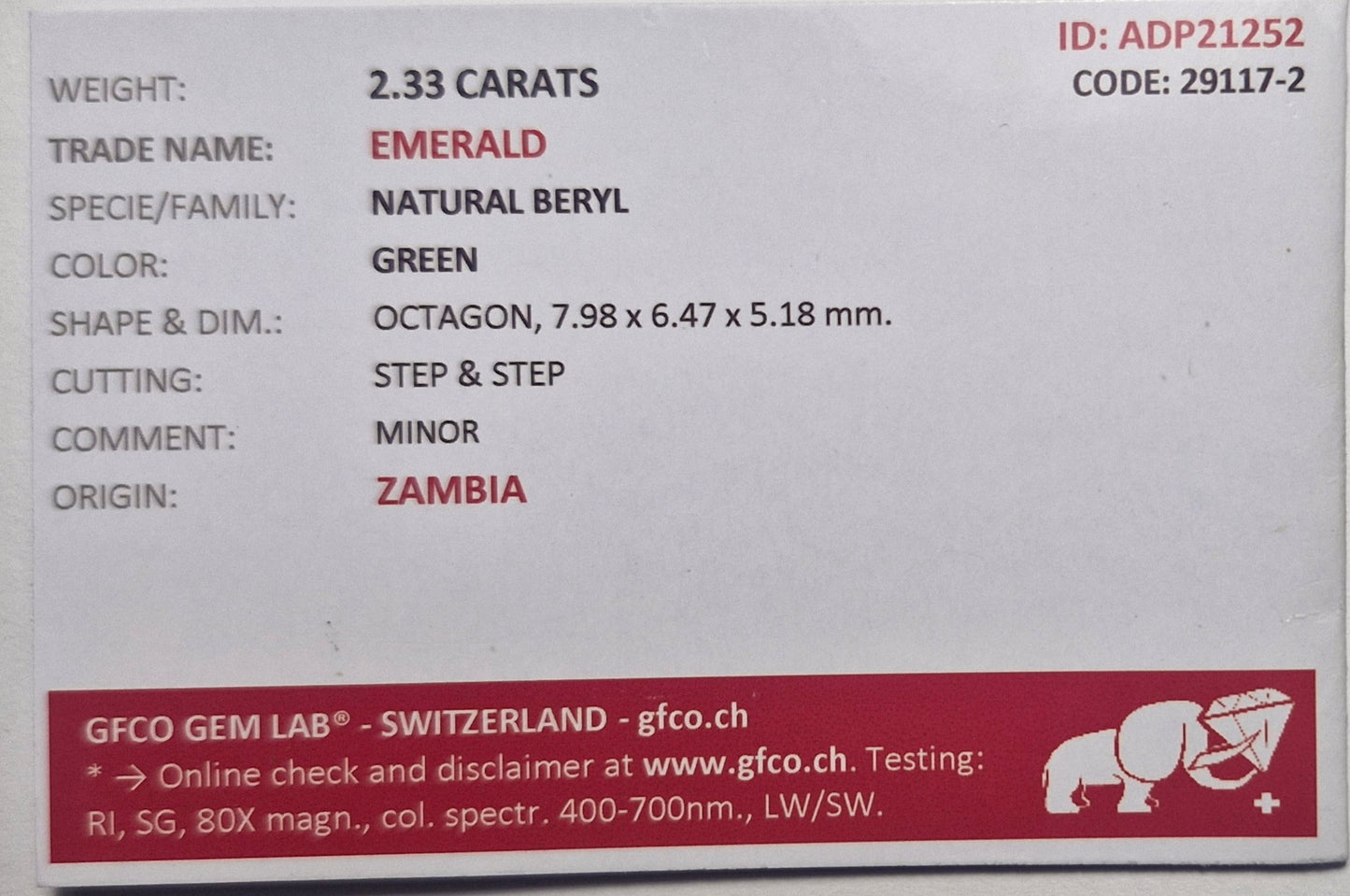 Smaragd 2,33 ct – 7,98×6,47×5,18 mm | Sambia + Zertifikat