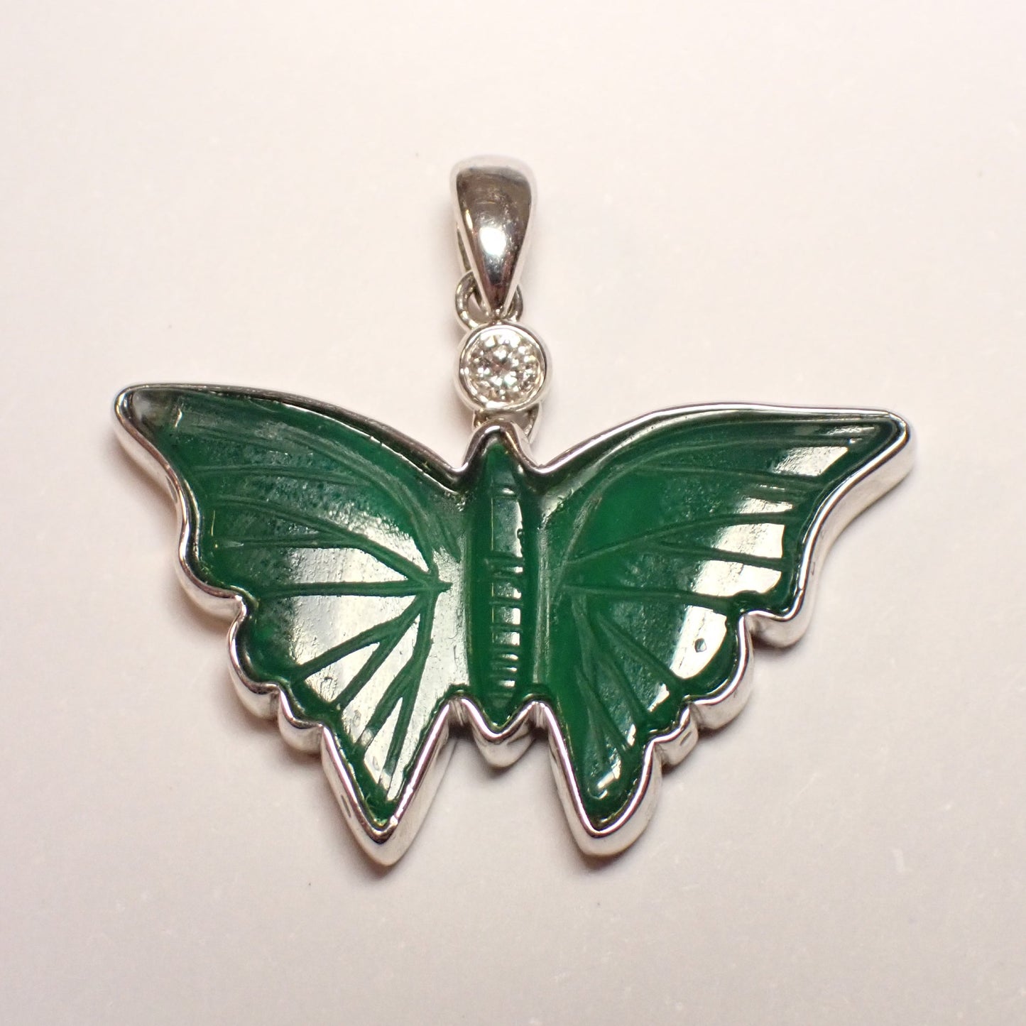 Achat Schmetterling Anhänger Silber 925 rhodiniert mit Brillant
