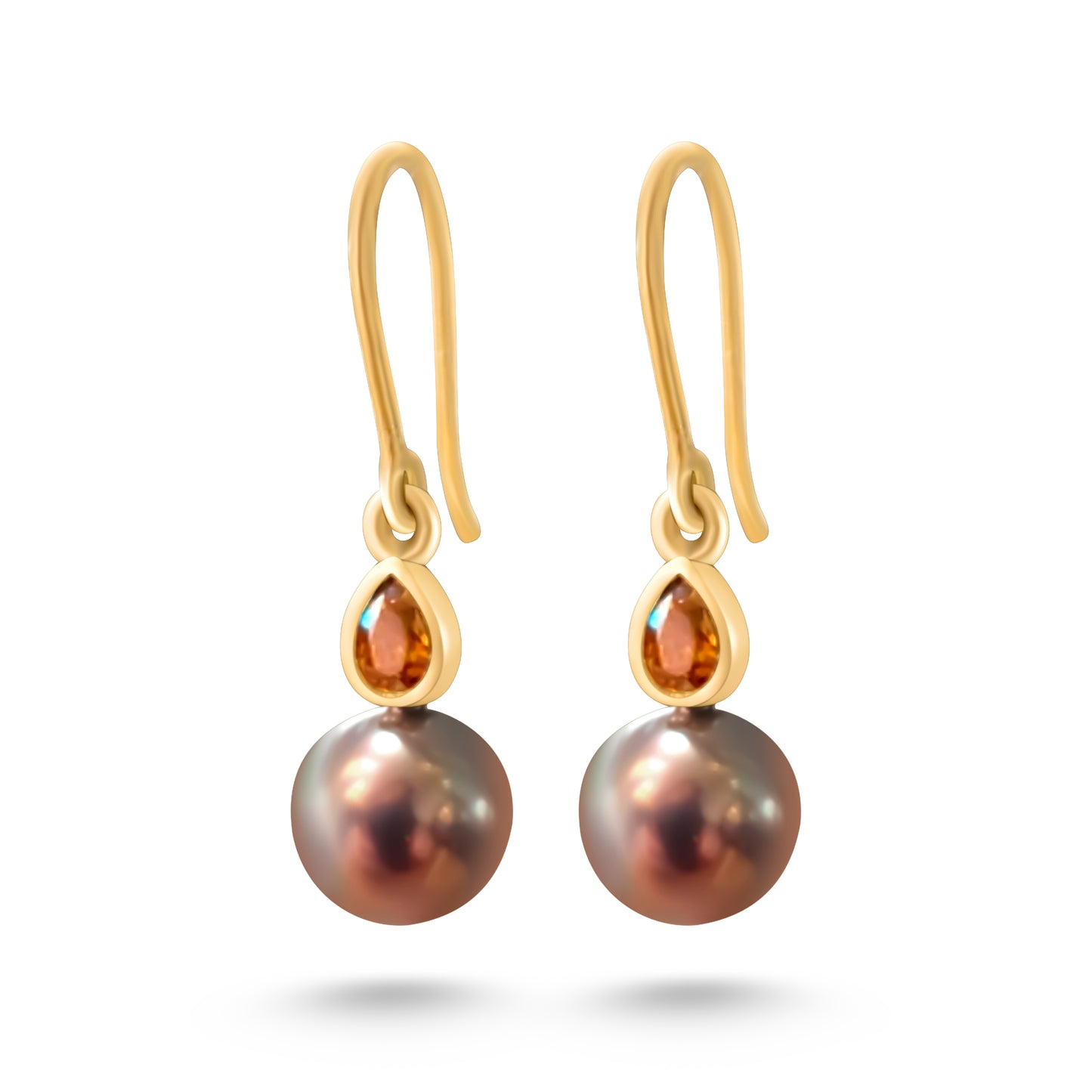 Boucles d'oreilles perles de Tahiti et diamants bruns