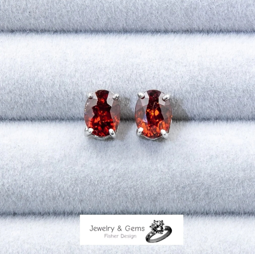 Boucles d'oreilles puces spessartite
