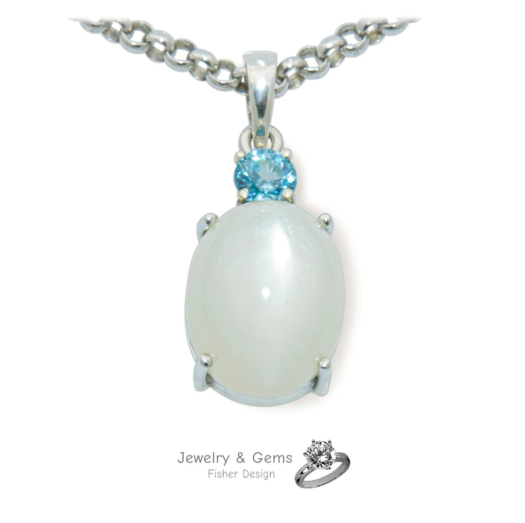 Pendentif pierre de lune avec zircon
