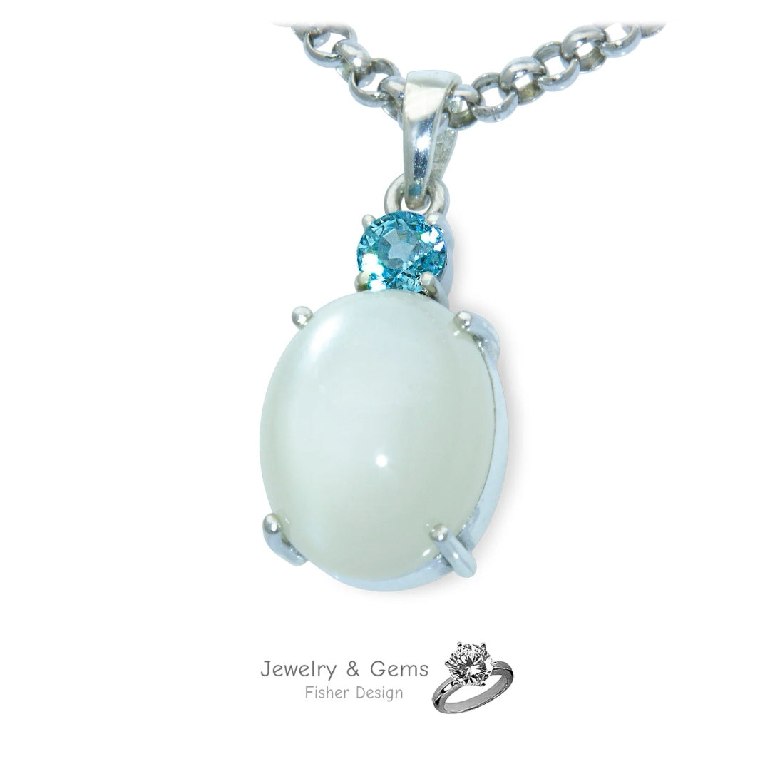 Pendentif pierre de lune avec zircon