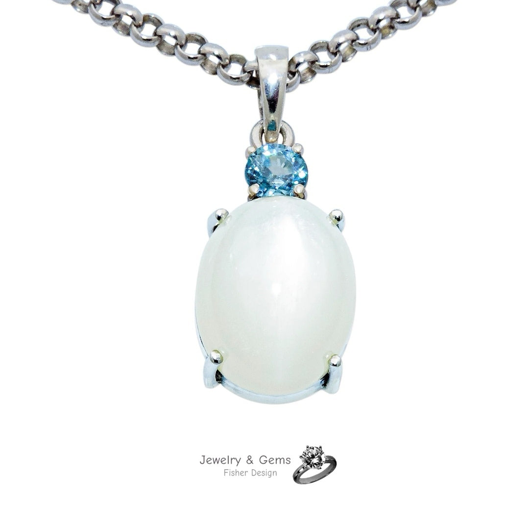 Pendentif pierre de lune avec zircon