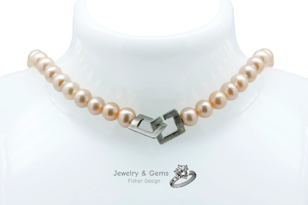 Collier de perles 7,0-7,5 mm. couleur naturelle abricot