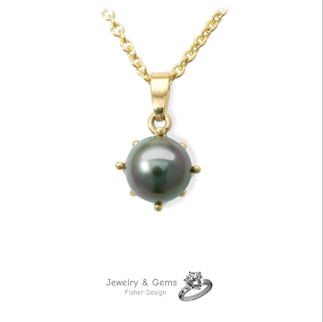 Tahitian pearl pendant in yellow gold 750