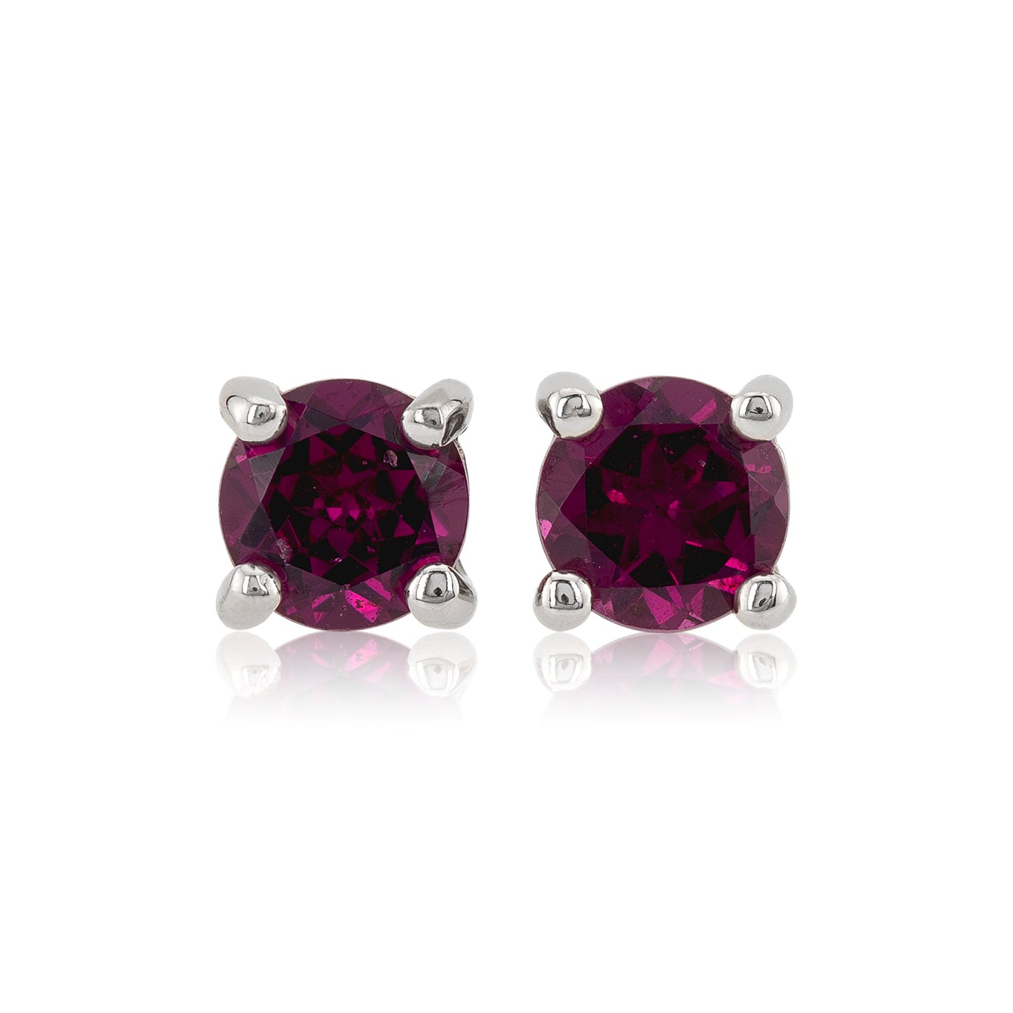 Boucles d'oreilles clous rhodolite 5mm.