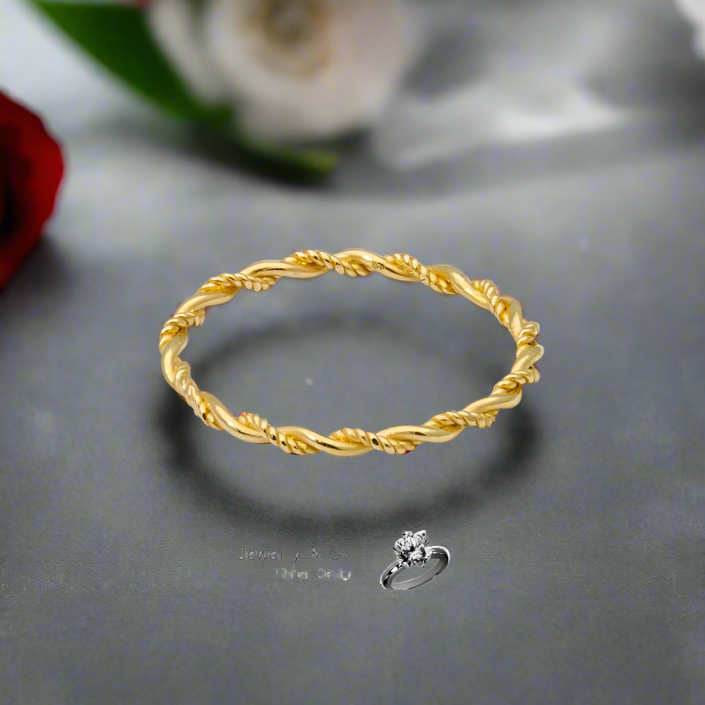 Filigraner 18K Goldring – Gedrehtes Design, handmade