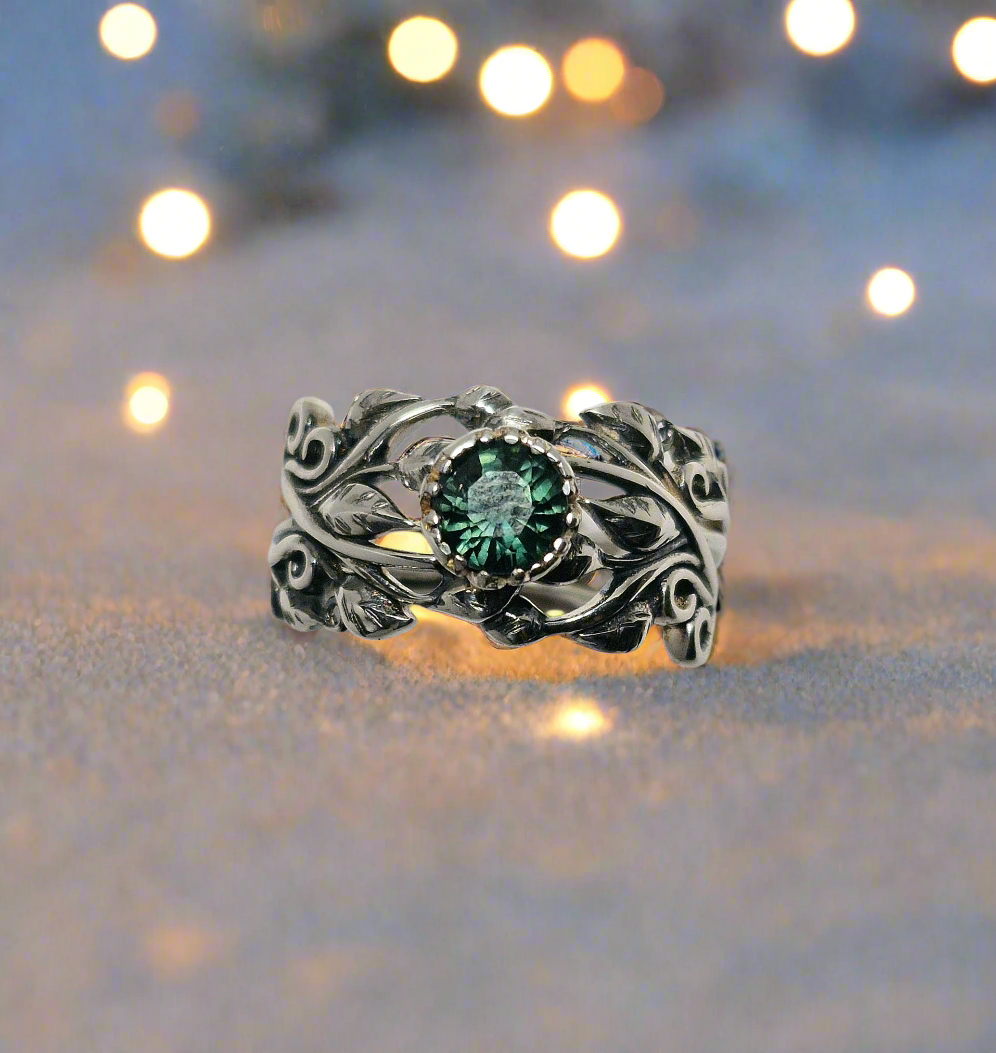 Flower Ring mit Party Saphir