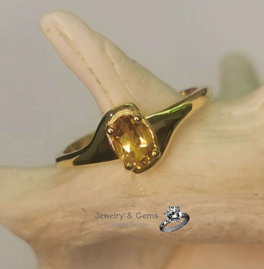 Citrin Ring in Gelbgold 750 geschwungene Ringschiene - Jewelry & Gems - Fisher Design