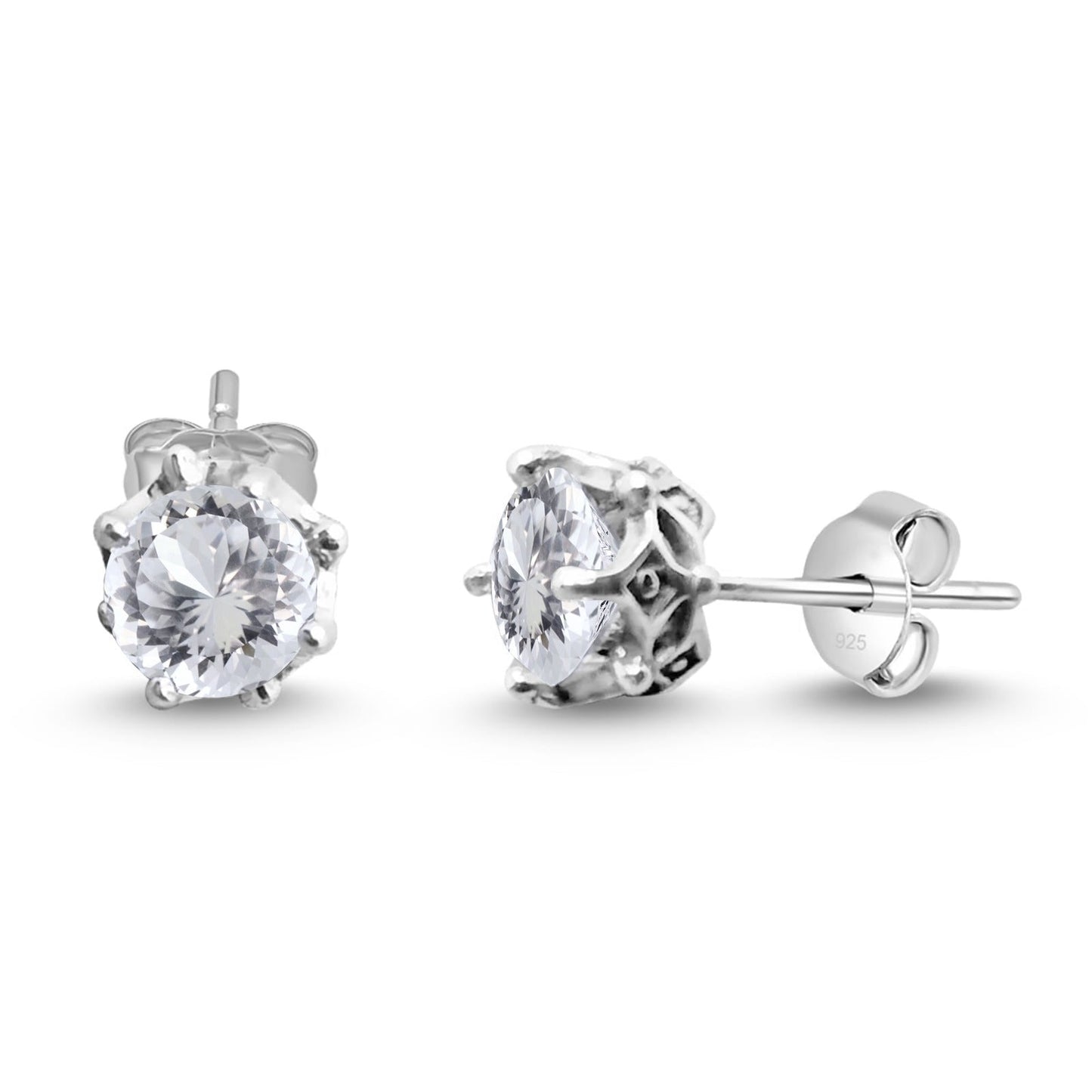 Topas Ohrstecker „Krönli“ 7mm Silber 925 – weiss - Jewelry & Gems - Fisher Design