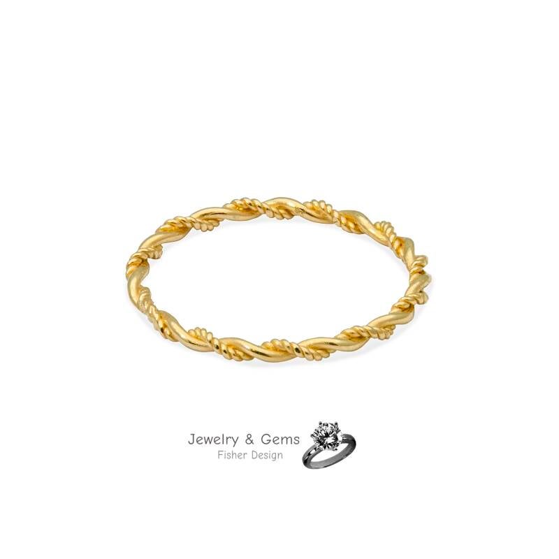 Filigraner 18K Goldring – Gedrehtes Design, handmade