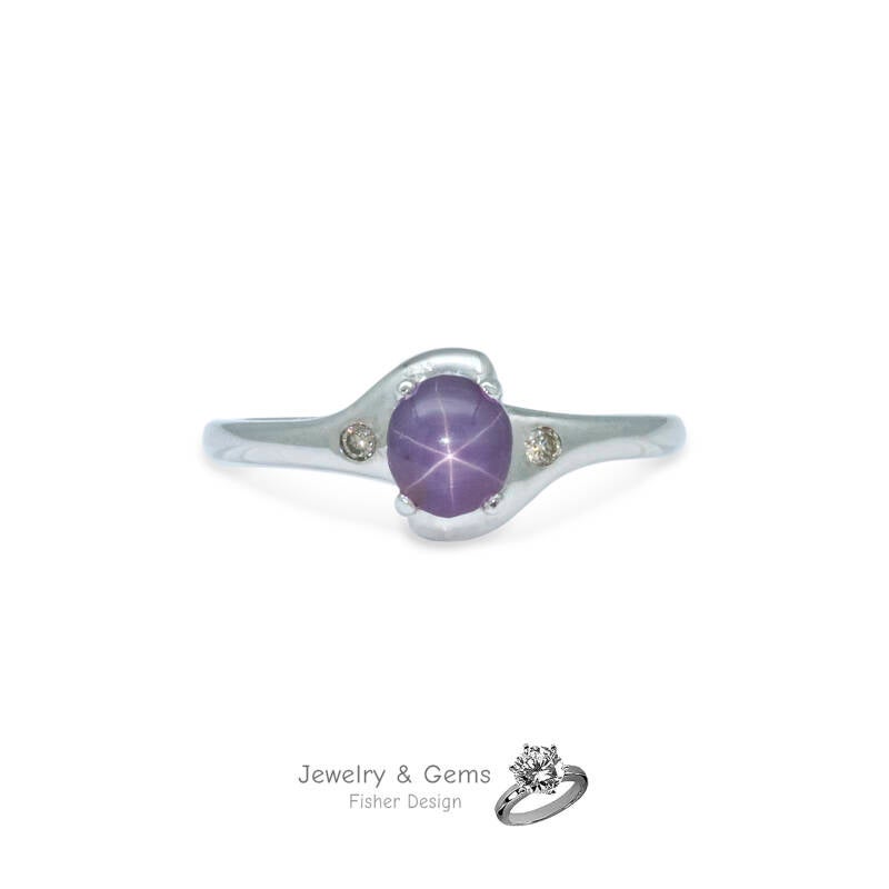 Stern Sapphire Ring mit 2 Brillanten Weissgold 750