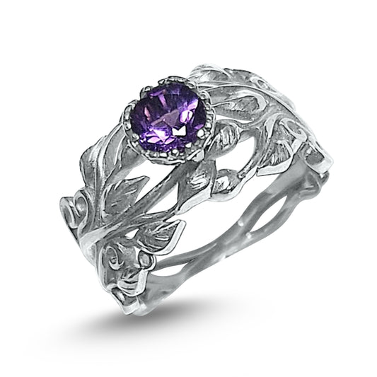 Ring Flower mit Amethyst 5mm.