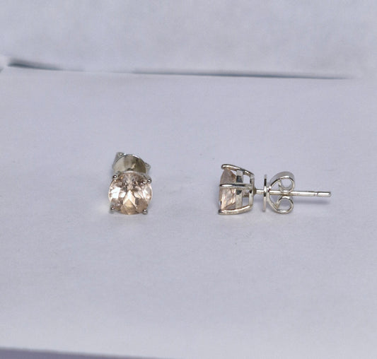 Morganit Ohrstecker peach color 6mm.