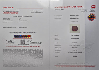 Natürlicher Spinel 2.01ct – Violetbraun, Burma, unbehandelt