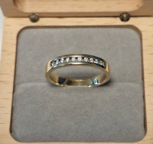 Gelbgold Ring 585 (14K) mit 10 Brillanten 0.2 ct – F/VS, Größe 63