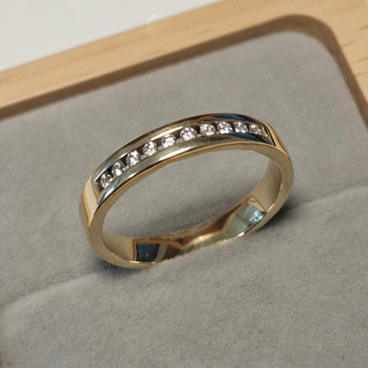Gelbgold Ring 585 (14K) mit 10 Brillanten 0.2 ct – F/VS, Größe 63
