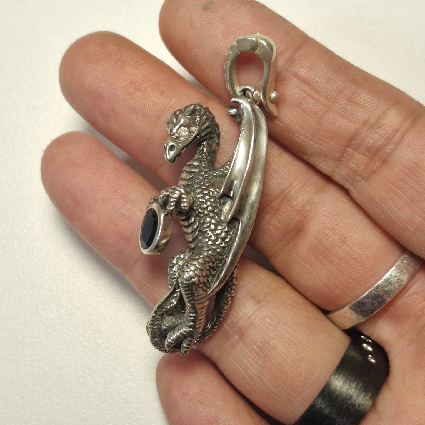 Dragon "Saphria" with diamond eyes and sapphire
