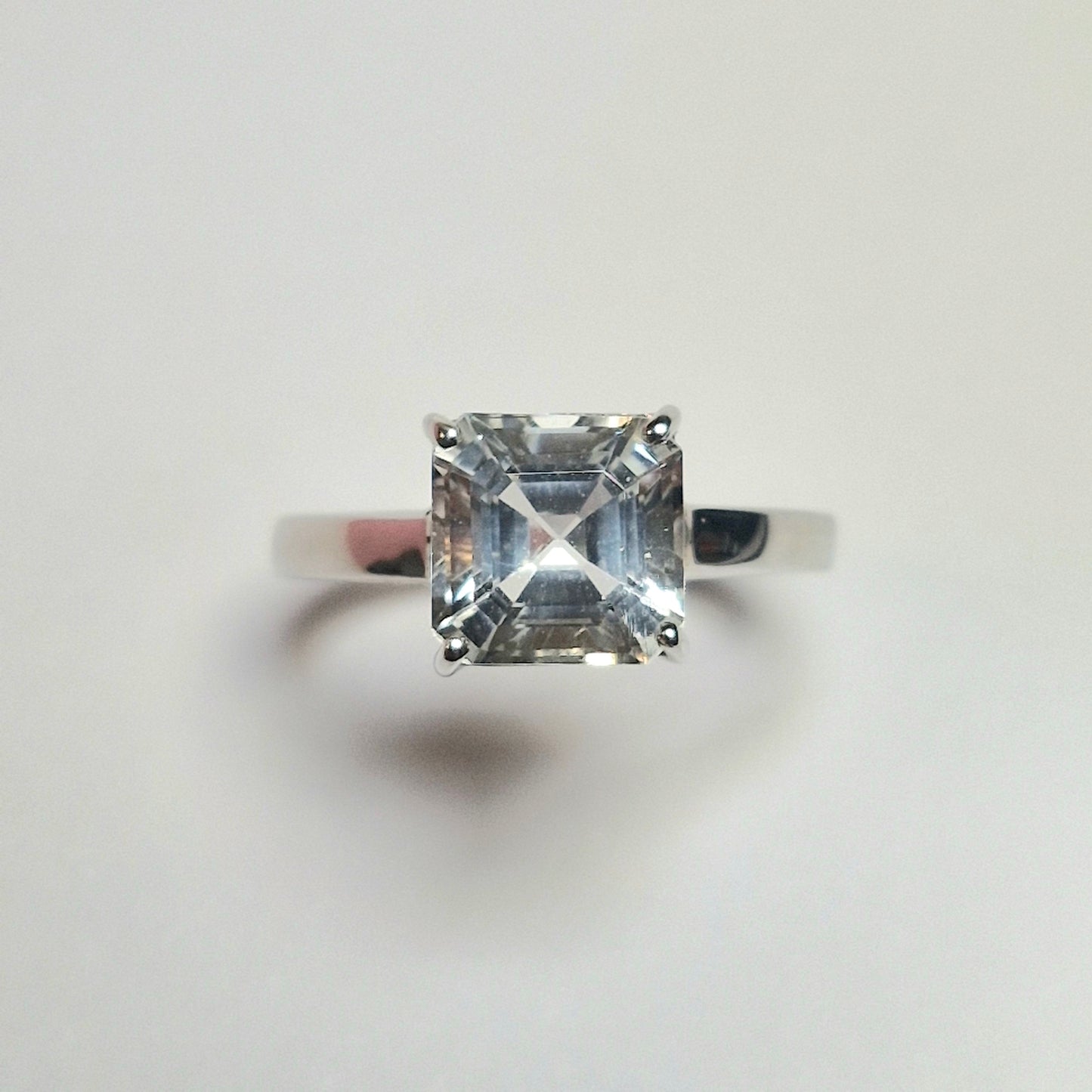 Topas Ring 2.75ct Asscher Schliff Silber 925 rhodiniert – Unikat handgefertigt
