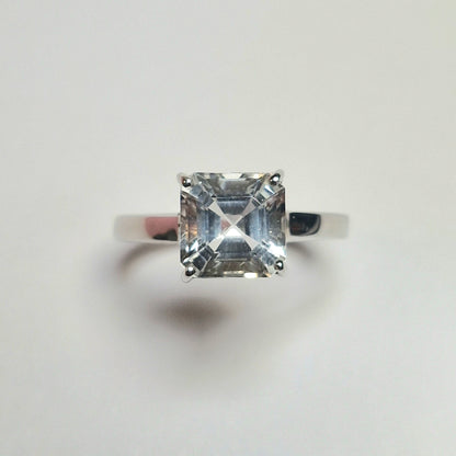 Topas Ring 2.75ct Asscher Schliff Silber 925 rhodiniert – Unikat handgefertigt