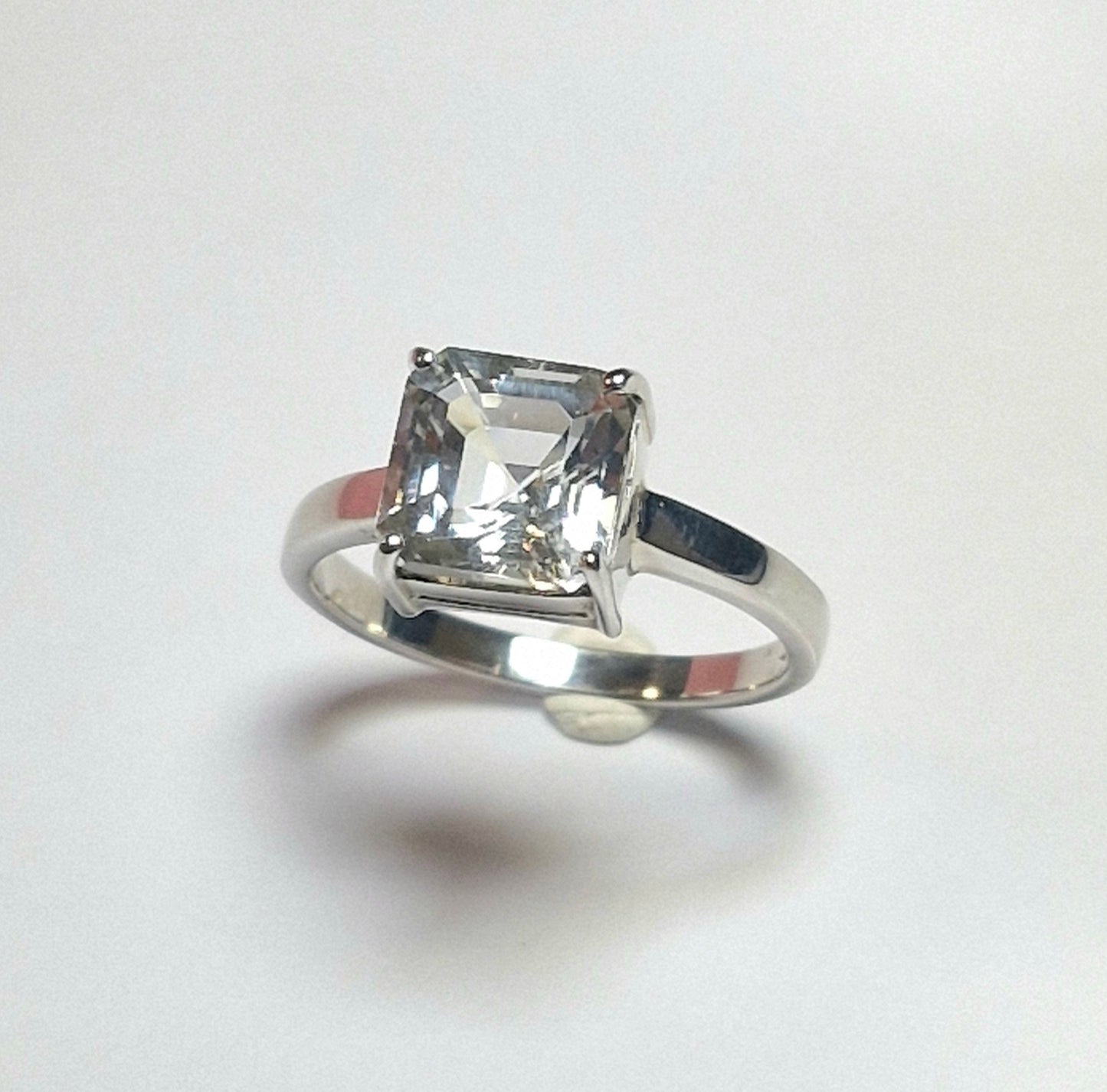 Topas Ring 2.75ct Asscher Schliff Silber 925 rhodiniert – Unikat handgefertigt