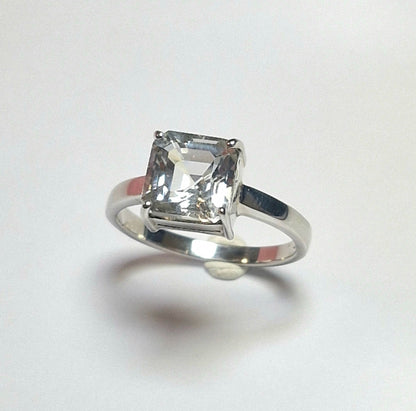 Topas Ring 2.75ct Asscher Schliff Silber 925 rhodiniert – Unikat handgefertigt