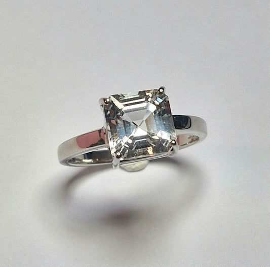 Topas Ring 2.75ct Asscher Schliff Silber 925 rhodiniert – Unikat handgefertigt