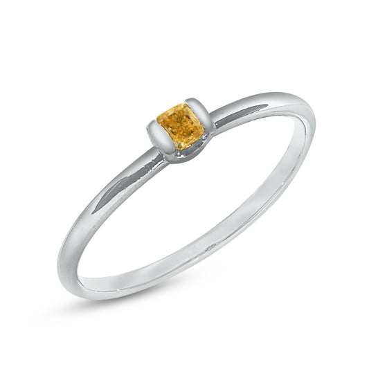 Diamantring mit natürlichem Fancy Vivied yellow Diamant 0.12ct.