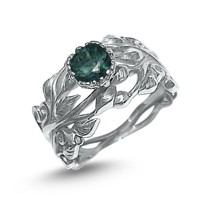 Flower Ring mit Parti Saphir