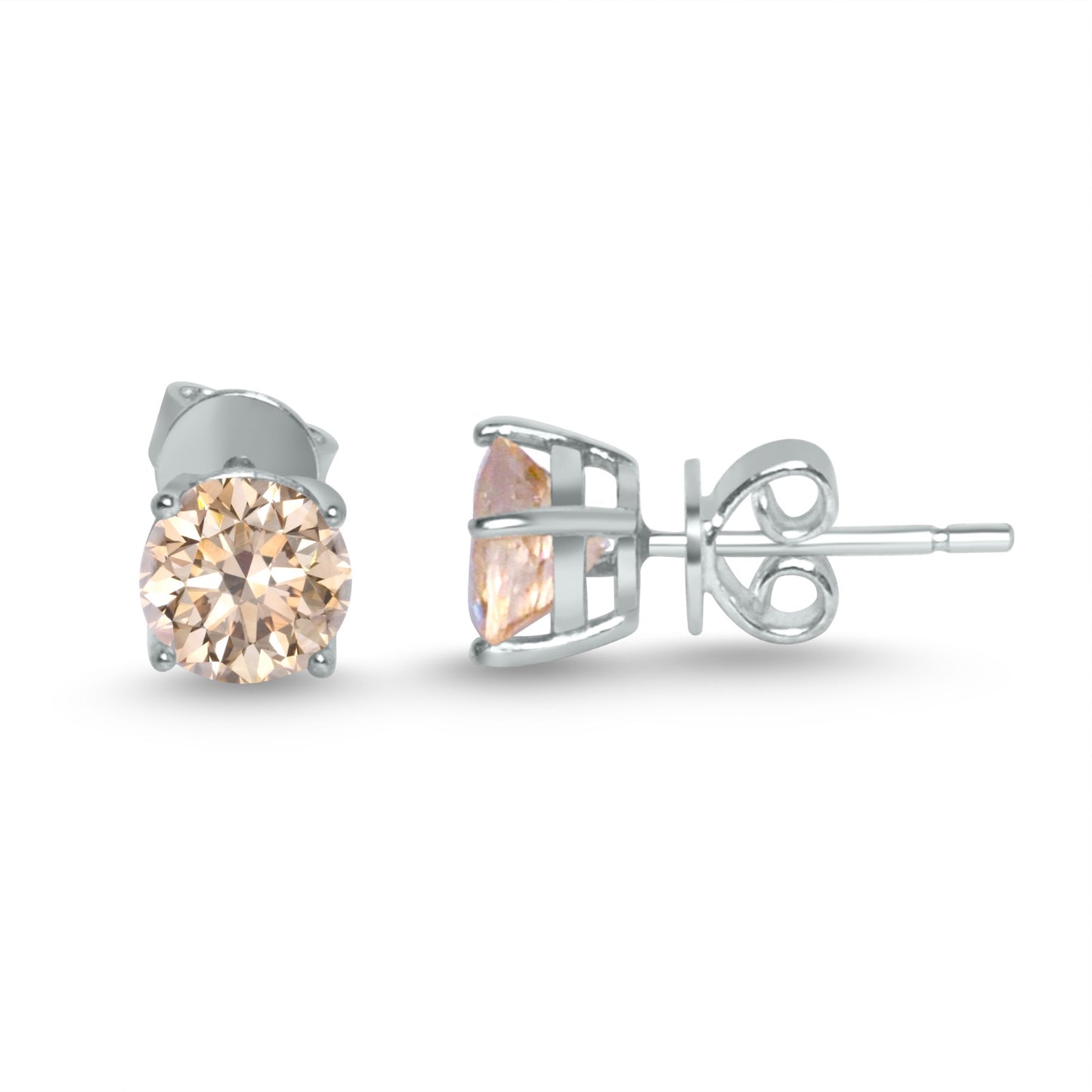 Morganit Ohrstecker 6mm, Silber 925 rhodiniert