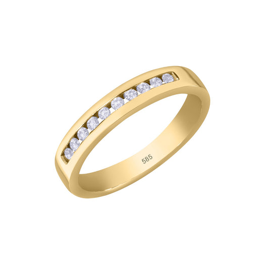 Gelbgold Ring 585 (14K) mit 10 Brillanten 0.2 ct – F/VS, Größe 63