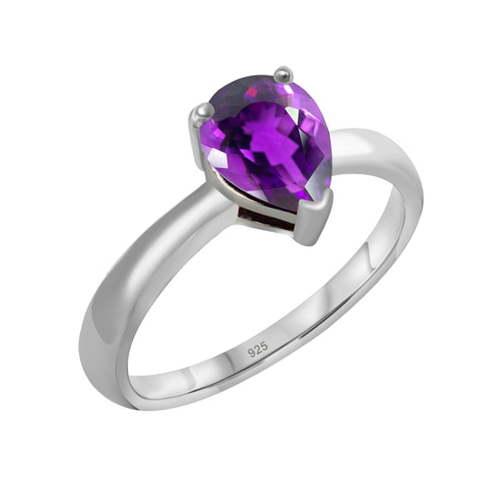 Amethyst Ring Silber 925 rhodiniert – 8x6 mm. Stein