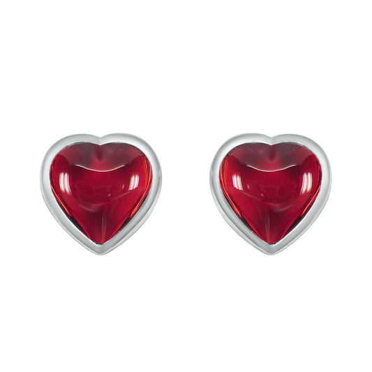 Granat Herz Ohrstecker 3.52ct. Silber 925 rhodiniert – Cabochon