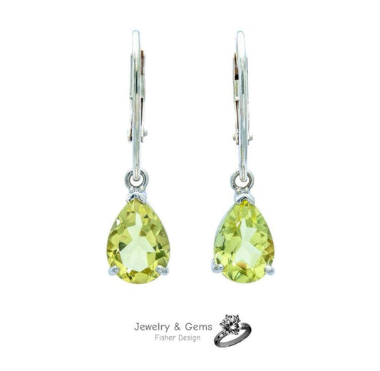 Exklusive Lemon-Quarz Ohrhänger aus 925 Silber, rhodiniert & handgefertigt. Strahlendes Design mit hochwertigen VVS-Quarzen (7,3 x 10 mm). Jetzt entdecken!