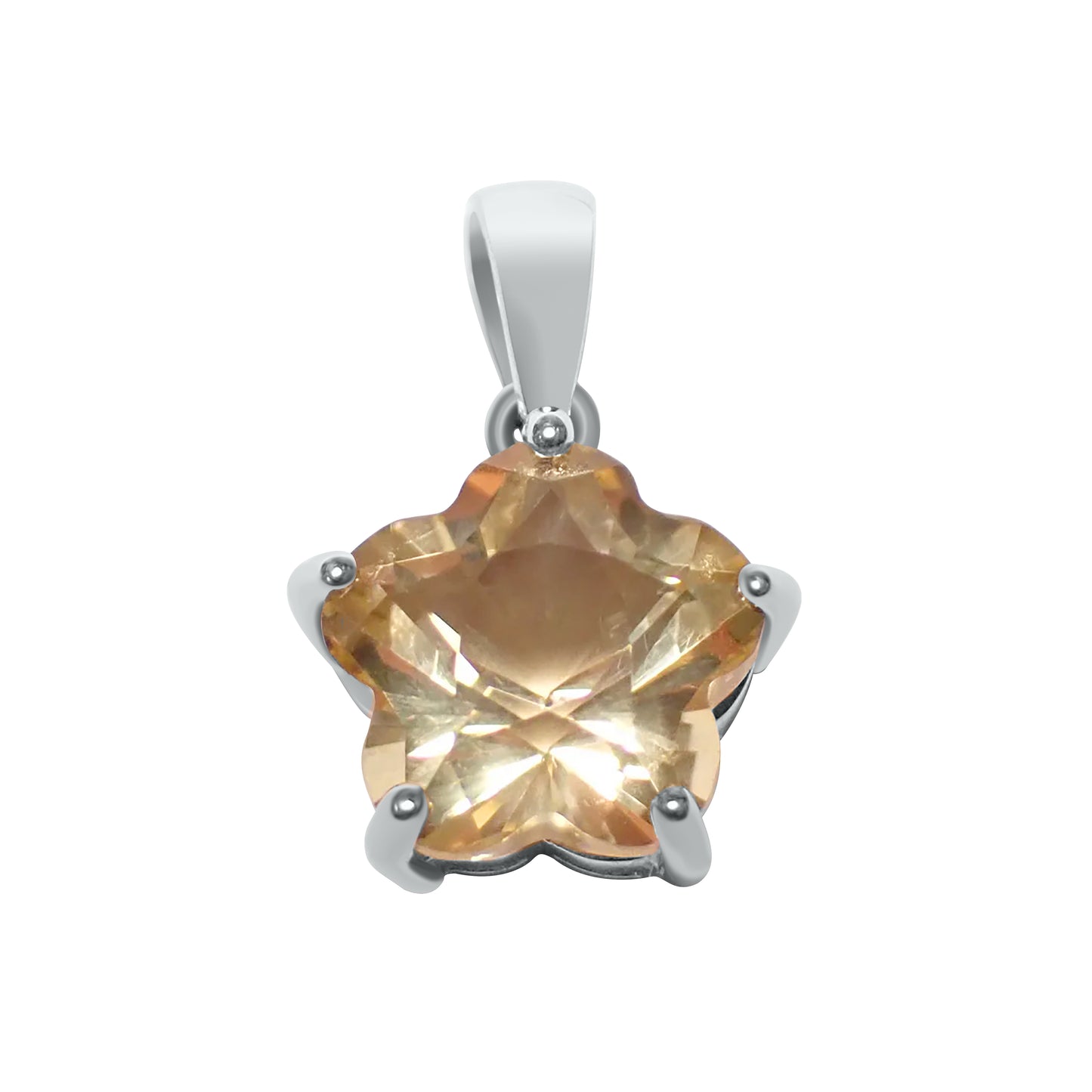 Citrin Anhänger Blume Silber 925 rhodiniert – 2.3 ct