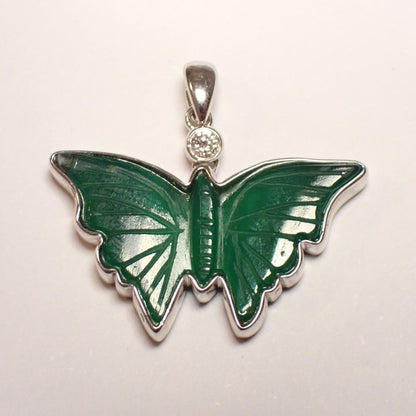 Achat Schmetterling Anhänger Silber 925 rhodiniert mit Brillant