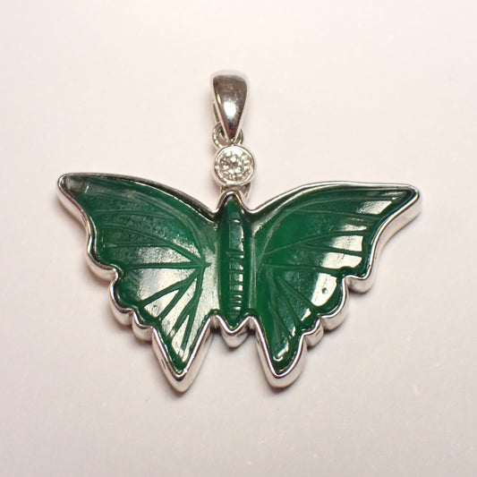 Achat Schmetterling Anhänger Silber 925 rhodiniert mit Brillant