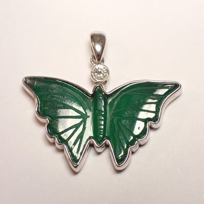 Achat Schmetterling Anhänger Silber 925 rhodiniert mit Brillant