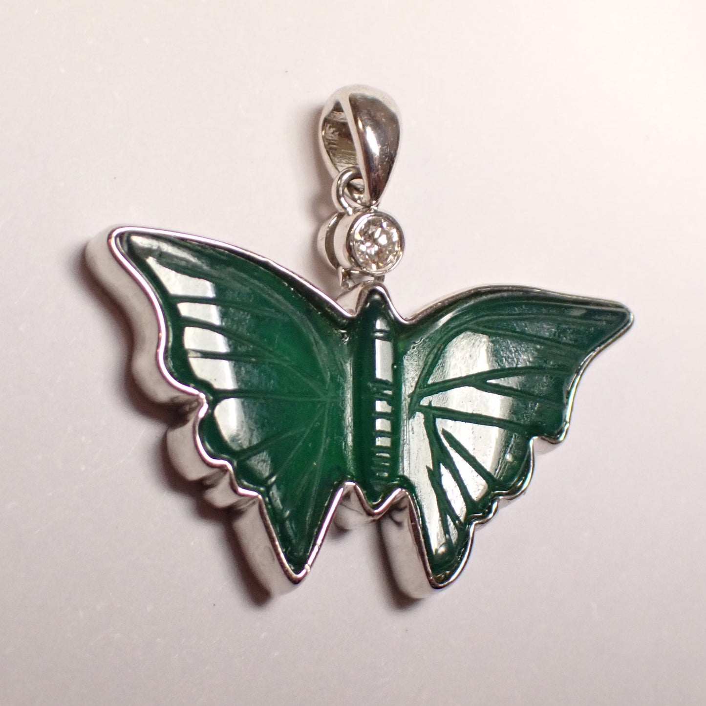 Achat Schmetterling Anhänger Silber 925 rhodiniert mit Brillant
