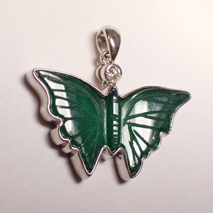 Achat Schmetterling Anhänger Silber 925 rhodiniert mit Brillant