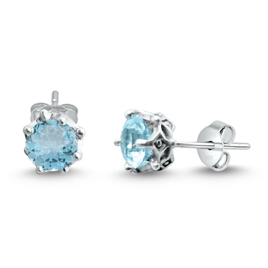 Topaz sky stud earrings 7mm.