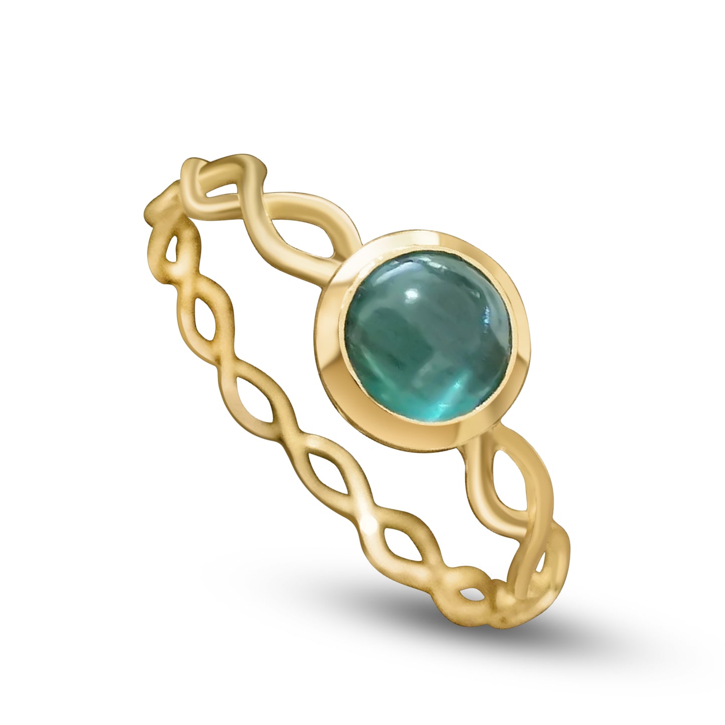 Bague oeil de chat apatite en or jaune 750