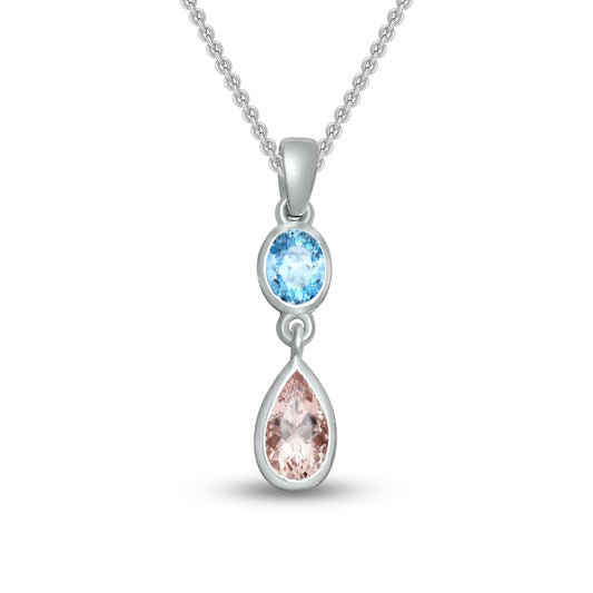 Aigue-marine avec pendentif morganite