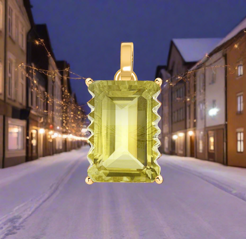 Pendentif quartz citron or jaune 750