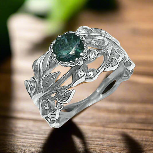 Flower Ring mit Party Saphir
