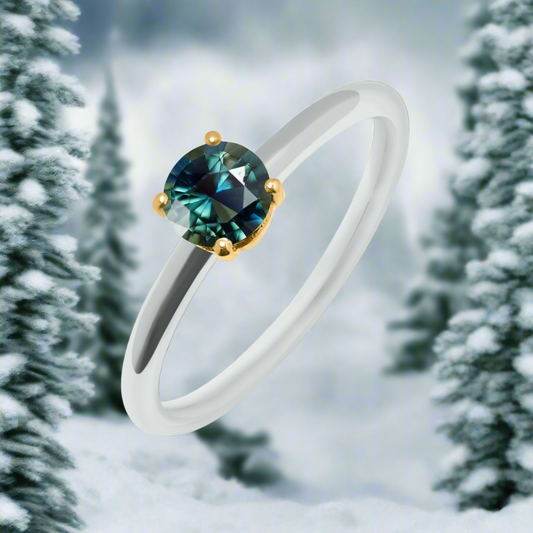 Saphir Ring blau-grün