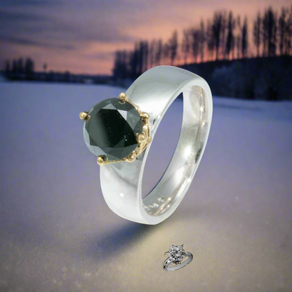 Black diamond ring 2.8ct.