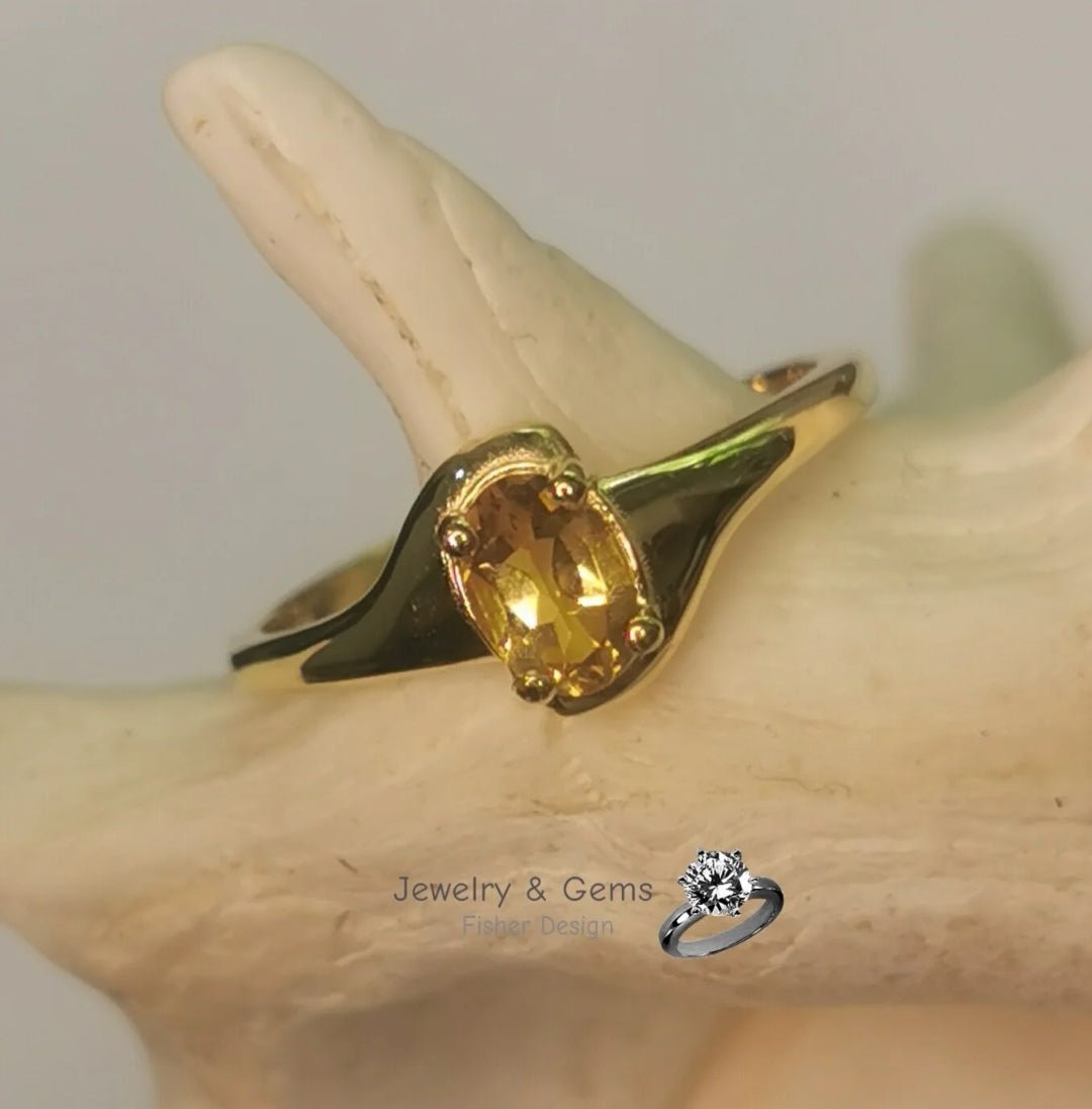 Citrin Ring in Gelbgold 750 geschwungene Ringschiene - Jewelry & Gems - Fisher Design