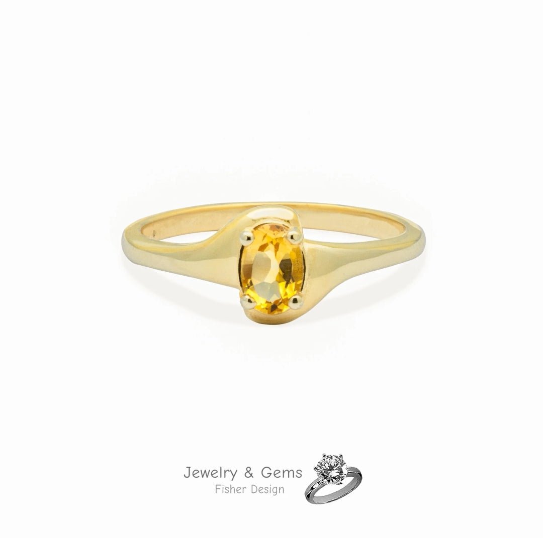 Citrin Ring in Gelbgold 750 geschwungene Ringschiene - Jewelry & Gems - Fisher Design